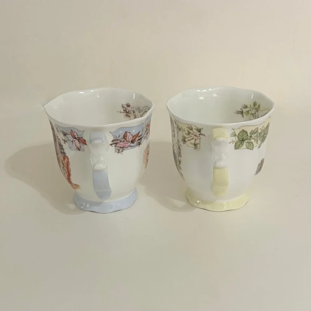 Set 2 Vintage ROYAL DOULTON Brambly Hedge Winter Spring Beaker‎ Tea Cups 1983